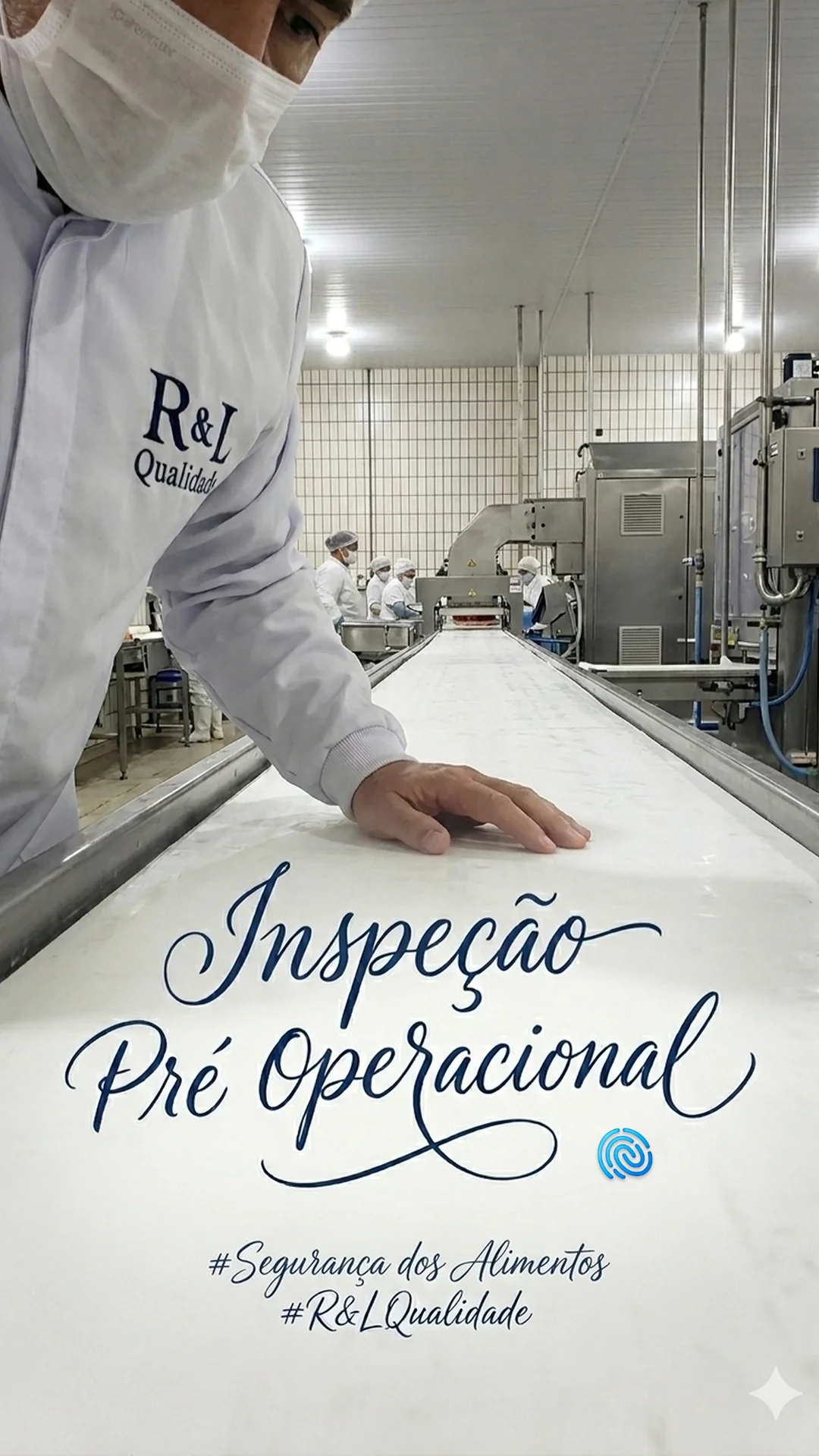 Registro da R&L durante inspeção pré-operacional em uma linha de produção de alimentos