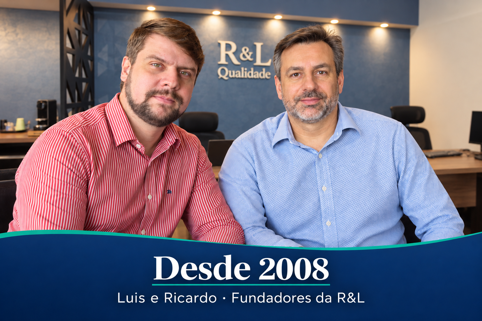 Composição comemorativa de Luis e Ricardo, fundadores da R&L desde 2008